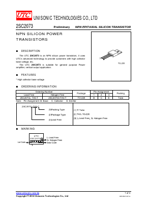 2SC2073 Datasheet PDF Unisonic Technologies