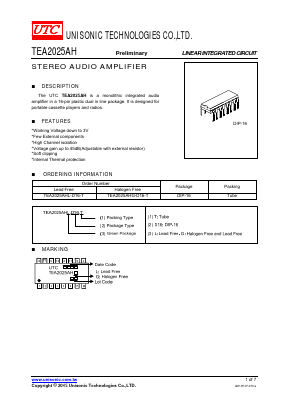TEA2025AHG-D16-T Datasheet PDF Unisonic Technologies