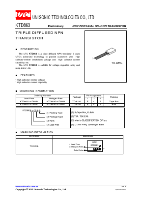 KTD863G-O-T9N-B Datasheet PDF Unisonic Technologies