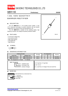 MBR1100G-Z41-B Datasheet PDF Unisonic Technologies