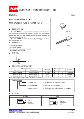 2N6027G-T92-K Datasheet PDF Unisonic Technologies