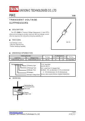 P6KE16 Datasheet PDF Unisonic Technologies