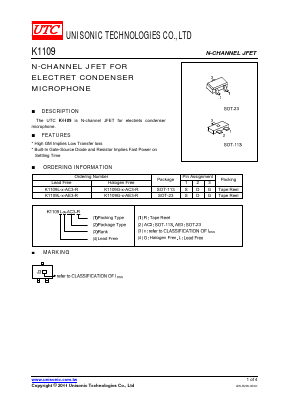 K1109G-J35-AE3-R Datasheet PDF Unisonic Technologies