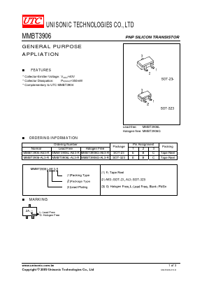 MMBT3906L-AE3-R Datasheet PDF Unisonic Technologies