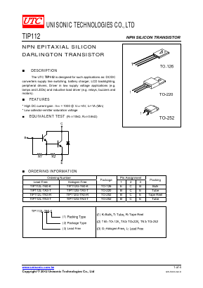 TIP112G-T60-K Datasheet PDF Unisonic Technologies
