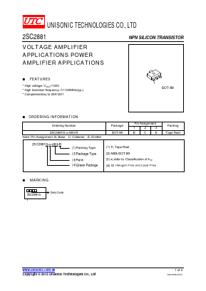 C2881 Datasheet PDF Unisonic Technologies
