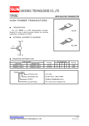 TIP35CG-R-T3P-T Datasheet PDF Unisonic Technologies