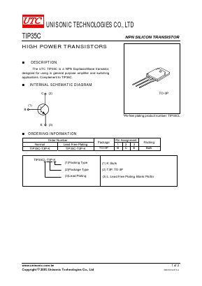 TIP35C-T3P-K Datasheet PDF Unisonic Technologies