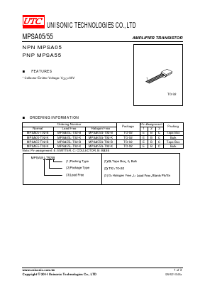 MPSA55G-T92-B Datasheet PDF Unisonic Technologies