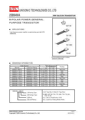 2SB649L-X-T6C-R Datasheet PDF Unisonic Technologies