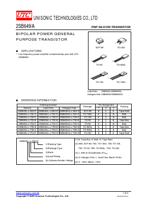 2SB649AL-X-T60-B Datasheet PDF Unisonic Technologies