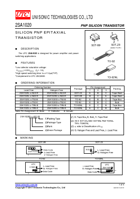 2SA1020L-Y-T9N-R Datasheet PDF Unisonic Technologies