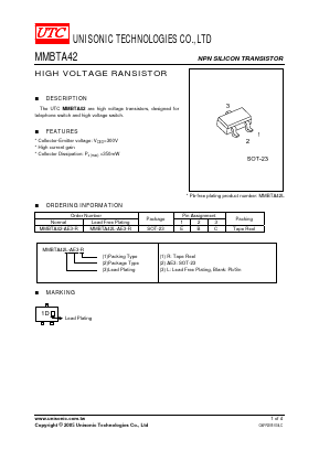 MMBTA42L Datasheet PDF Unisonic Technologies
