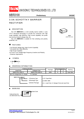 MBR3100L-SMA-R Datasheet PDF Unisonic Technologies