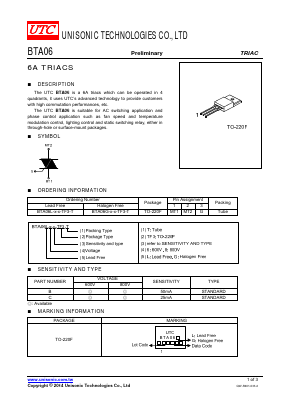 BTA06L Datasheet PDF Unisonic Technologies
