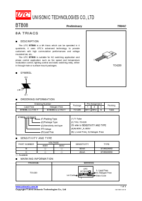 BTB08 Datasheet PDF Unisonic Technologies