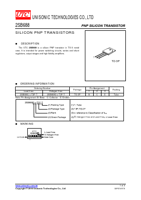 2SB688G-O-T3P-T Datasheet PDF Unisonic Technologies