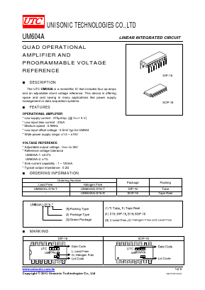 UM604AG-D16-T Datasheet PDF Unisonic Technologies