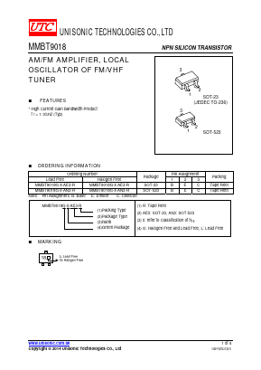 MMBT9018L-X-AN3-R Datasheet PDF Unisonic Technologies