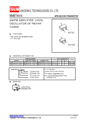 MMBT9018L-X-AE3-R Datasheet PDF Unisonic Technologies