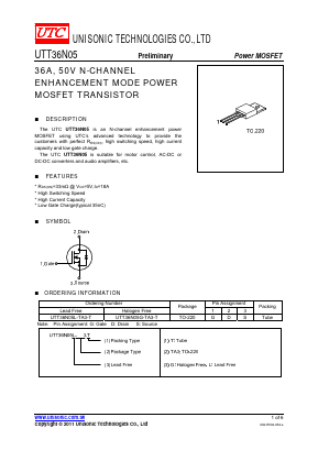 UTT36N05L-TA3-T Datasheet PDF Unisonic Technologies