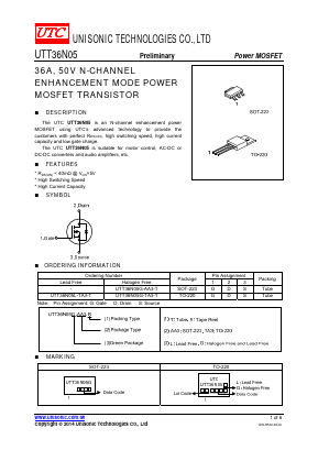UTT36N05G-TA3-T Datasheet PDF Unisonic Technologies