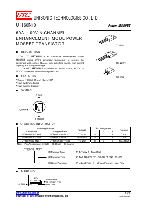 UTT60N10L-TF1-T Datasheet PDF Unisonic Technologies