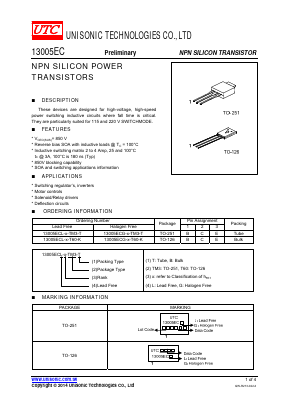 13005ECG-C-T60-K Datasheet PDF Unisonic Technologies
