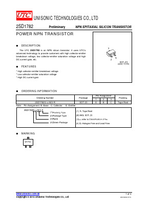 2SD1782G-X-AE3-R Datasheet PDF Unisonic Technologies