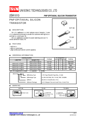 2SA1013 Datasheet PDF Unisonic Technologies