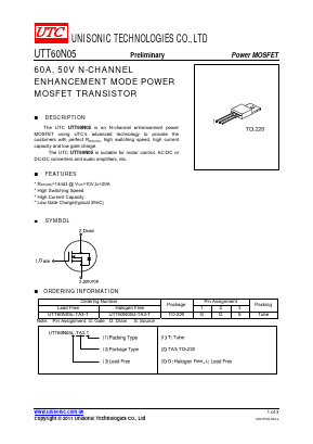 UTT60N05 Datasheet PDF Unisonic Technologies