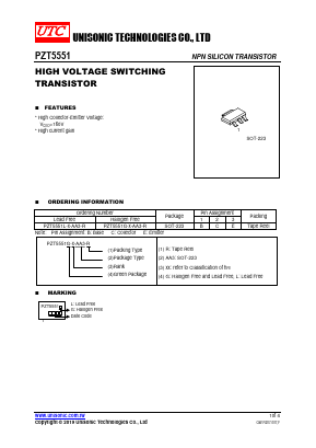 PZT5551 Datasheet PDF Unisonic Technologies