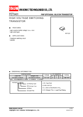 PZT5401L-X-AA3-R Datasheet PDF Unisonic Technologies