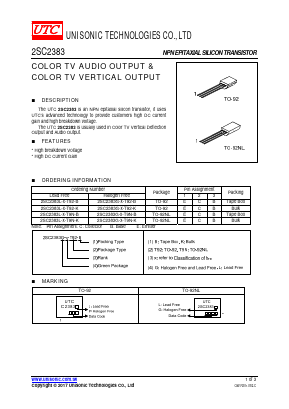 2SC2383L-X-T92-B Datasheet PDF Unisonic Technologies