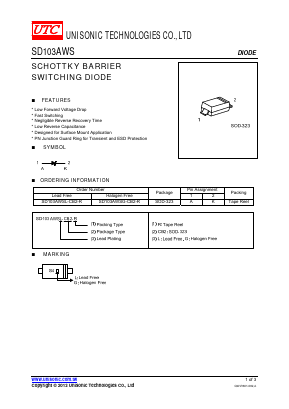 SD103AWSL-CB2-R Datasheet PDF Unisonic Technologies