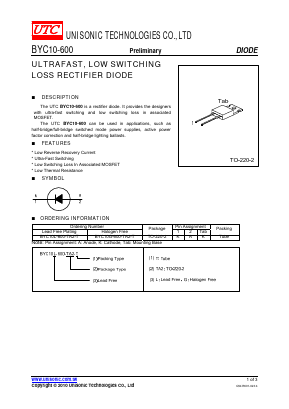 BYC10L-600-TA2-T Datasheet PDF Unisonic Technologies