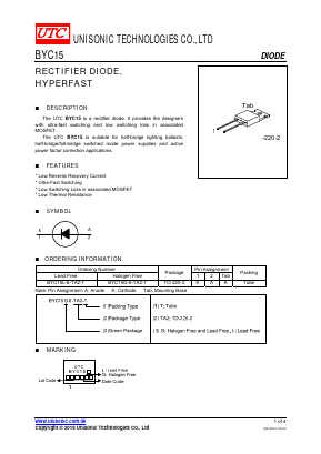 BYC15L-6-TA2-T Datasheet PDF Unisonic Technologies