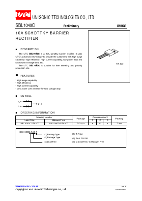 SBL1040CG-TA3-T Datasheet PDF Unisonic Technologies