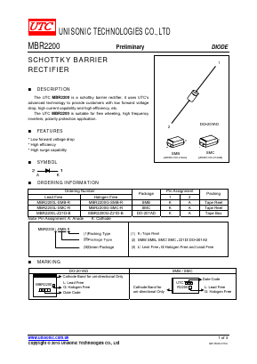 MBR2200L-SMC-R Datasheet PDF Unisonic Technologies