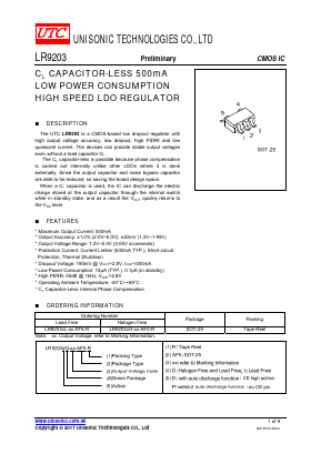 LR9203DG-29-AF5-R Datasheet PDF Unisonic Technologies