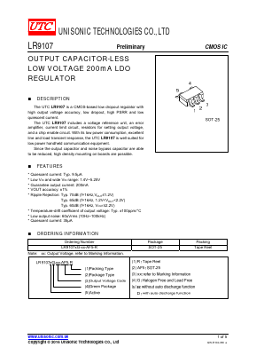LR9107XG-XX-AF5-R Datasheet PDF Unisonic Technologies