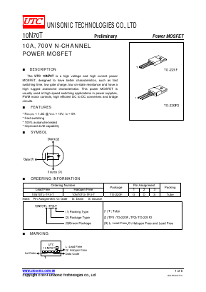10N70T Datasheet PDF Unisonic Technologies