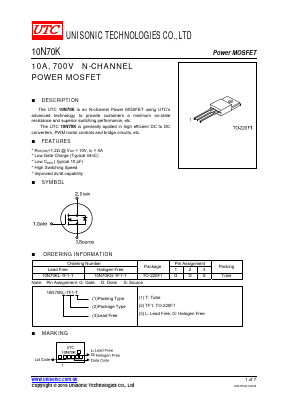 10N70K Datasheet PDF Unisonic Technologies