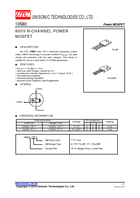 10N80 Datasheet PDF Unisonic Technologies