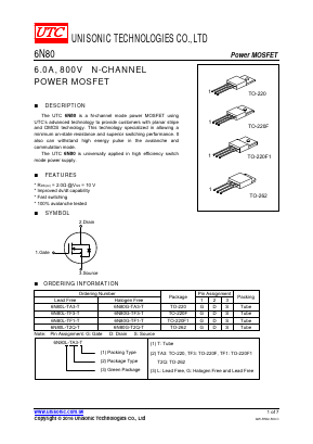 6N80L Datasheet PDF Unisonic Technologies