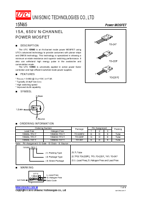 15N65 Datasheet PDF Unisonic Technologies
