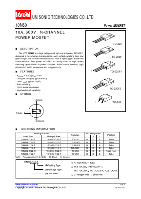 10N60L-TF2-T Datasheet PDF Unisonic Technologies