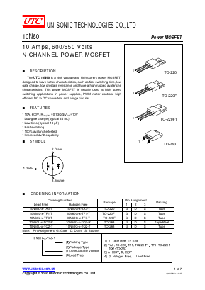 10N60L-X-TQ2-T Datasheet PDF Unisonic Technologies