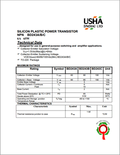 BD243C Datasheet PDF Usha Ltd 