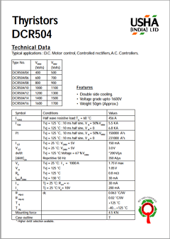 DCR504/04 Datasheet PDF Usha Ltd 
